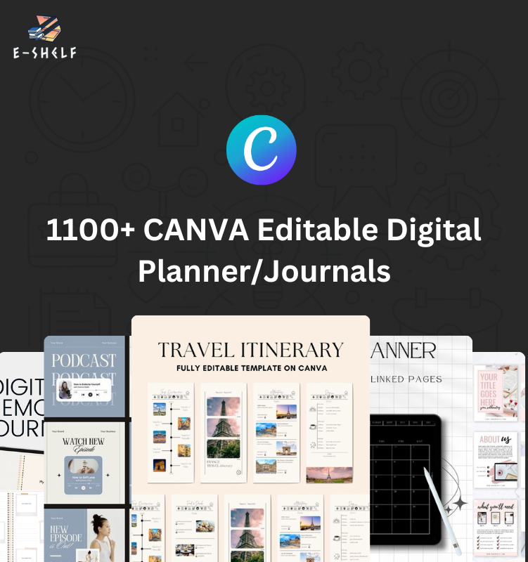 Resell 1100+ CANVA Editable Digital Planner/Journals Bundle